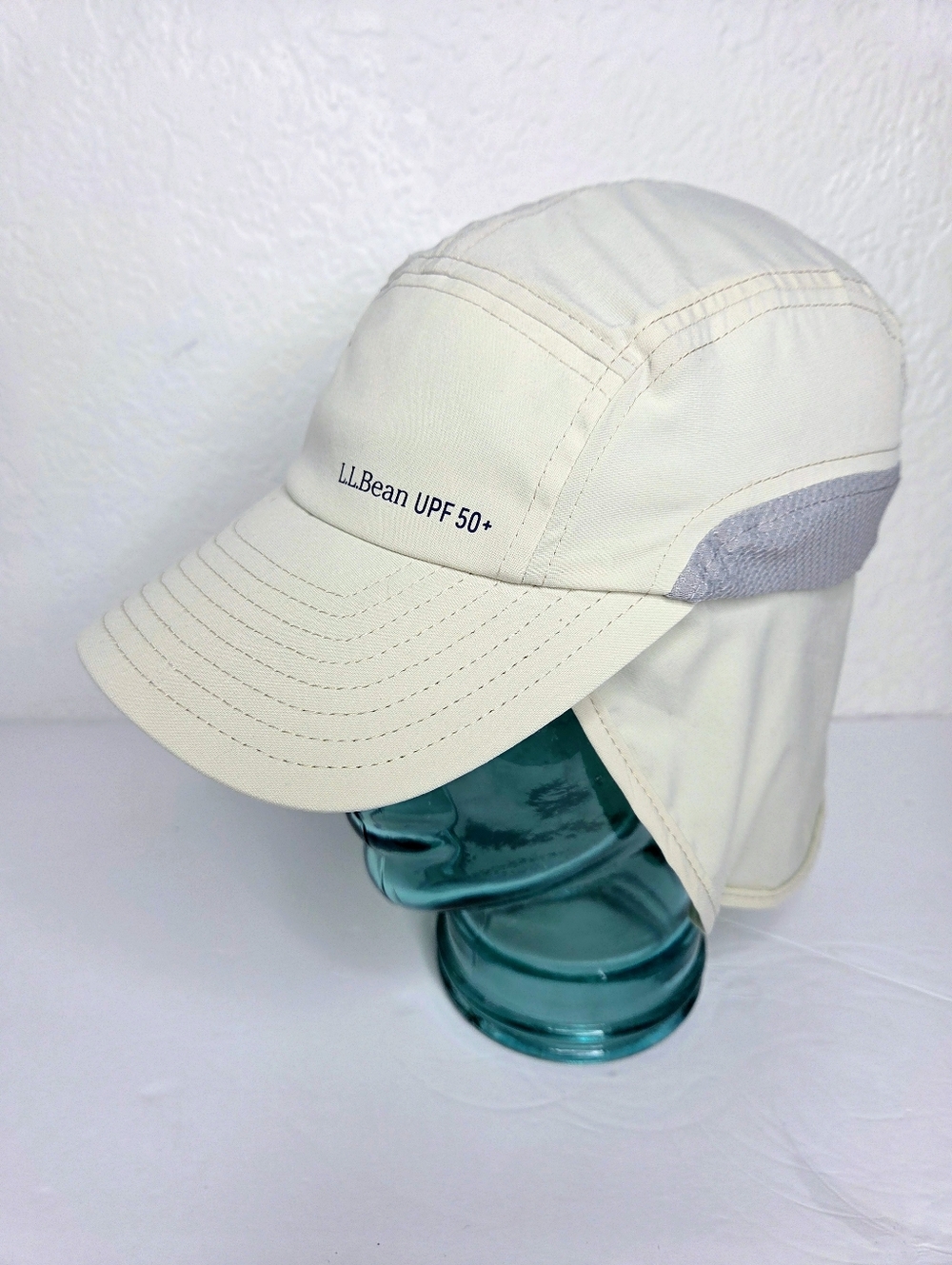 L.L.Bean UPF 50+ Sun Cap Tropicwear Fishing Hat with Neck Flap, Beige, Sz Small